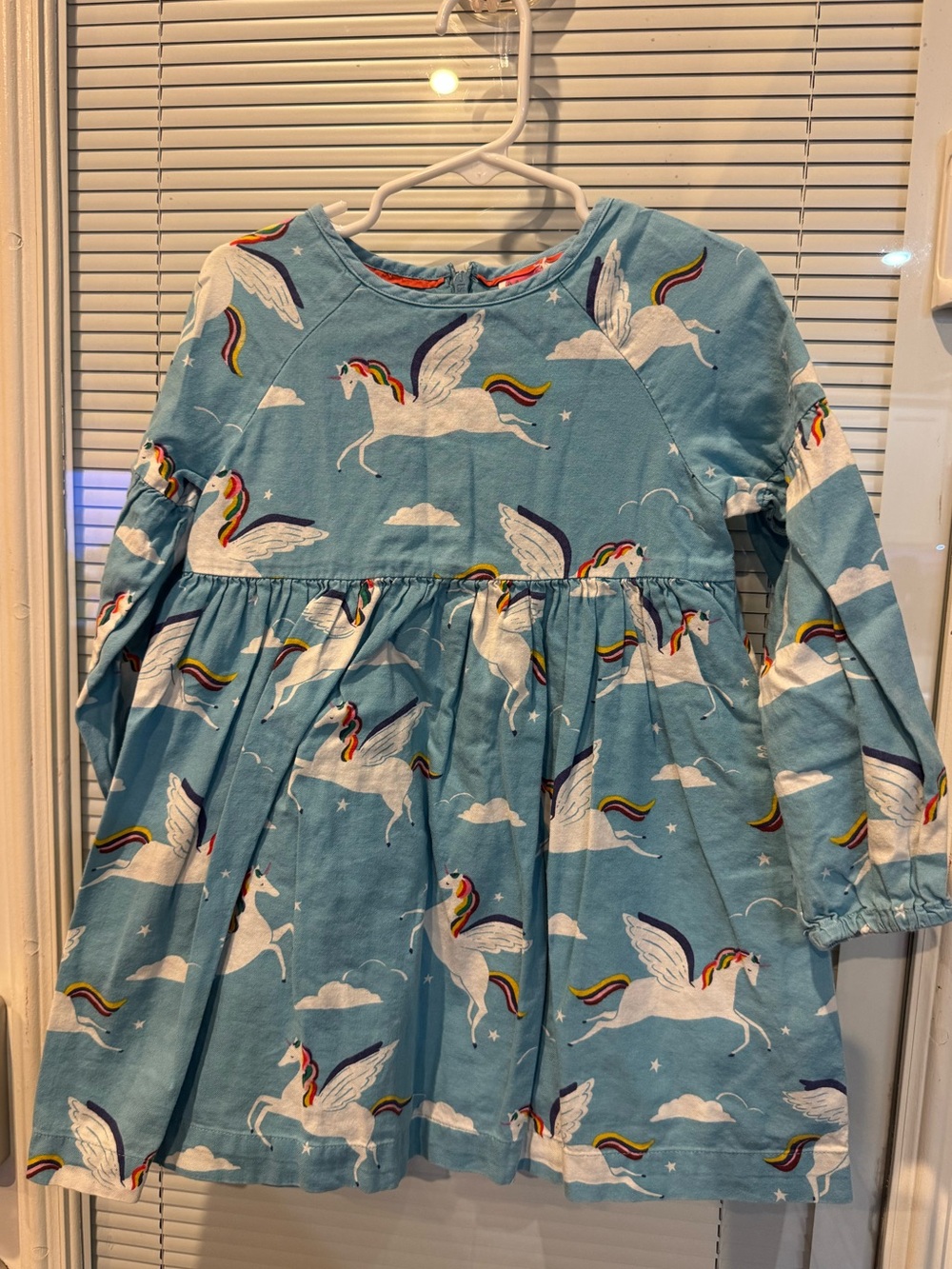 Mini Boden Girls 4-5Y Pegasus Unicorn Rainbow Dress Size 5